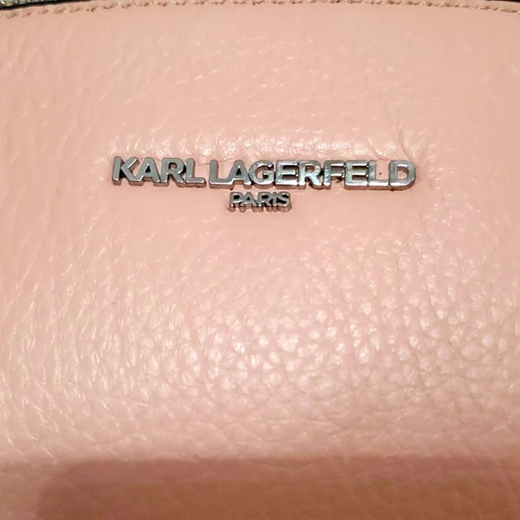 KARL LAGERFELD PINK PEBBLE LEATHER SATCHEL BAG - Picture 4 of 17